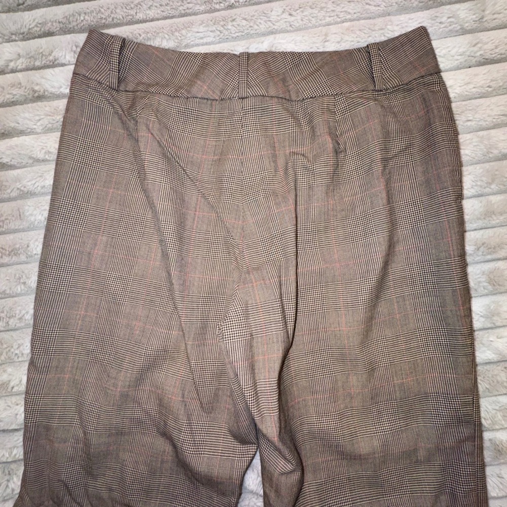 Ralph Lauren LRL Women's 4 Houndstooth Wide Leg Pants‎ Brown Red Wool Equestrian - Picture 10 of 13